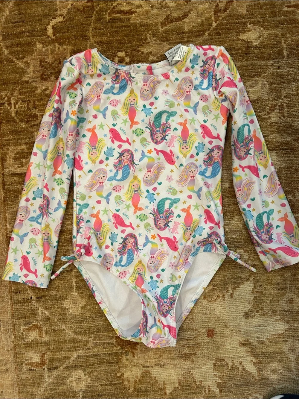 Flap Happy Girls Long Sleeve One-Piece Swimsuit in Pink, Teal, Yellow